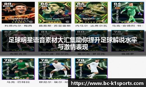 足球明星语音素材大汇集助你提升足球解说水平与激情表现